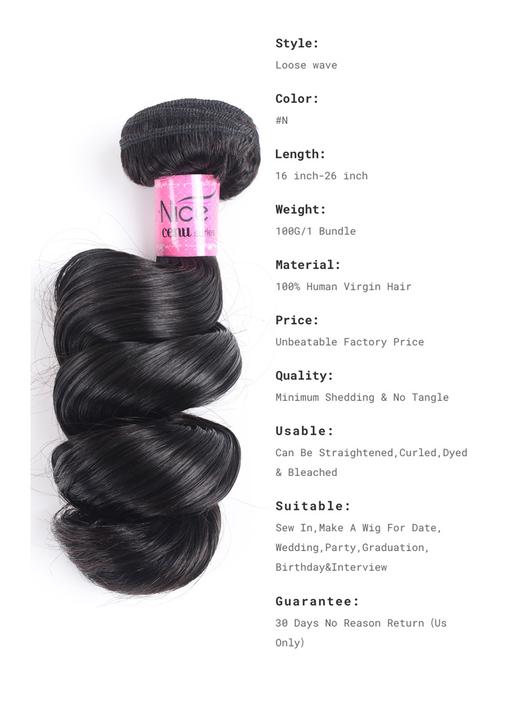 OPHELIA Hair Loose Wave Hair Extensions Unprocessed Human Virgin Hair