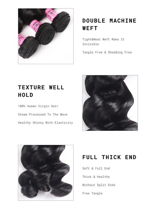 OPHELIA Hair Loose Wave Hair Extensions Unprocessed Human Virgin Hair